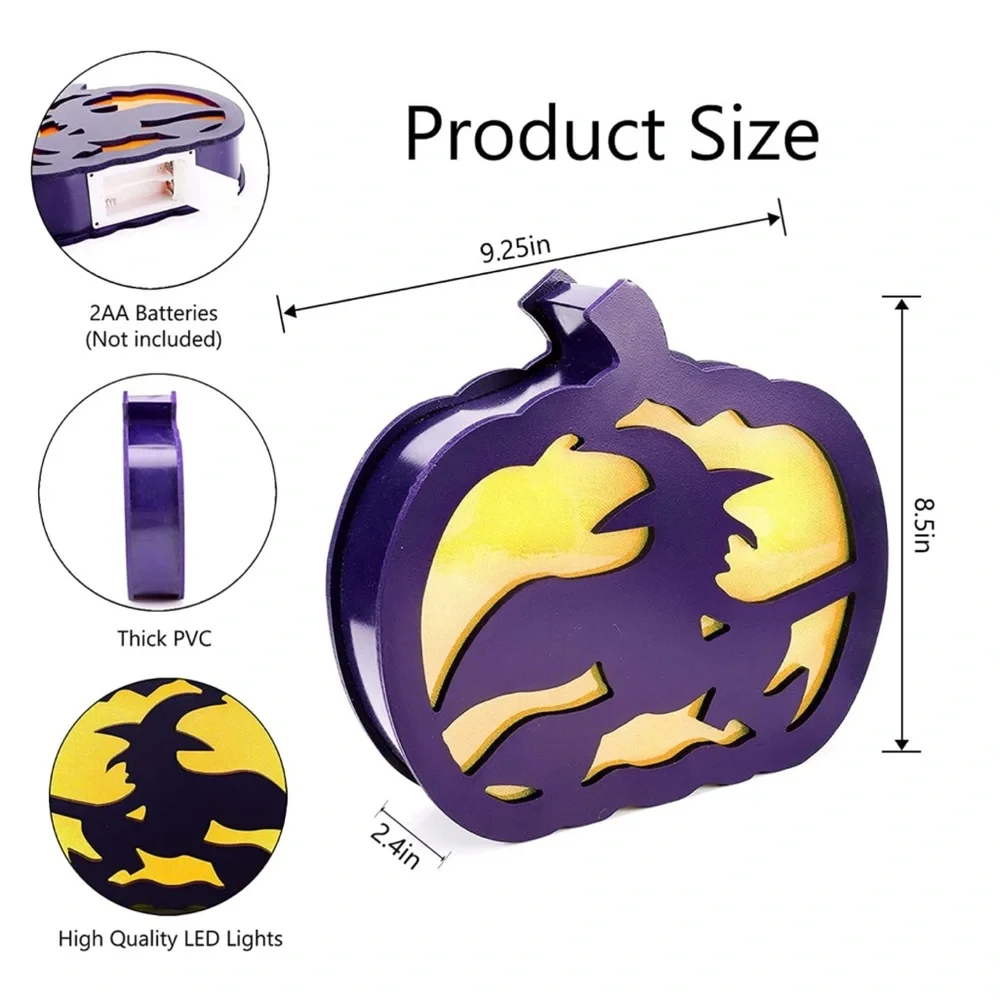 Lighted Halloween Decorations, Pre-lit Two-Sided Pumpkin Lights for Tabletop